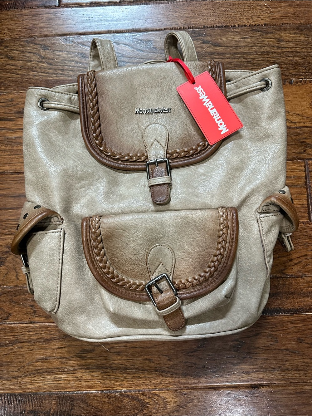 New with Tags Montana West Braided Faux Leather Backpack